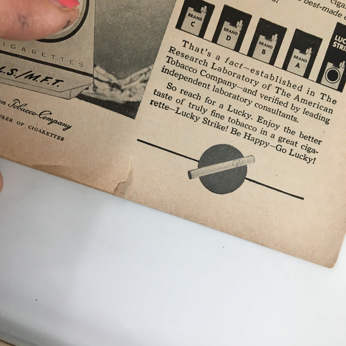 Vintage advertisement for Lucky Strike cigarettes featured inside the 1952 Playbill of 'Golden Boy' at Anta Playhouse, enhancing theatrical history of John Garfield's performance.