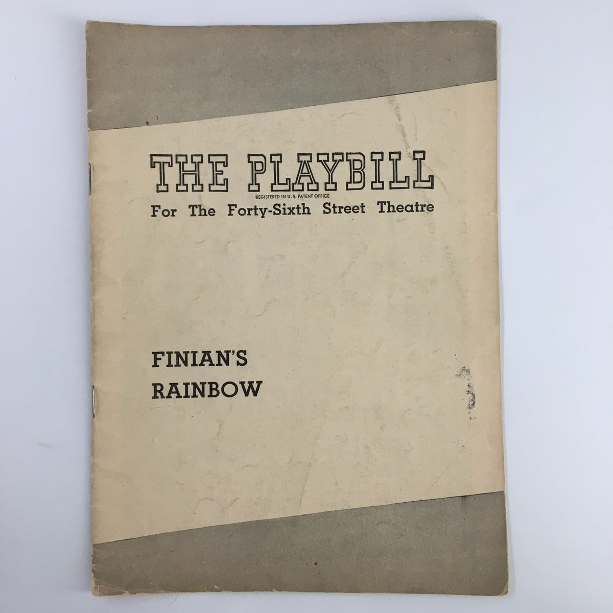 1948 Playbill for Finian's Rainbow at the Forty-Sixth Street Theatre, showcasing the cover design with title.