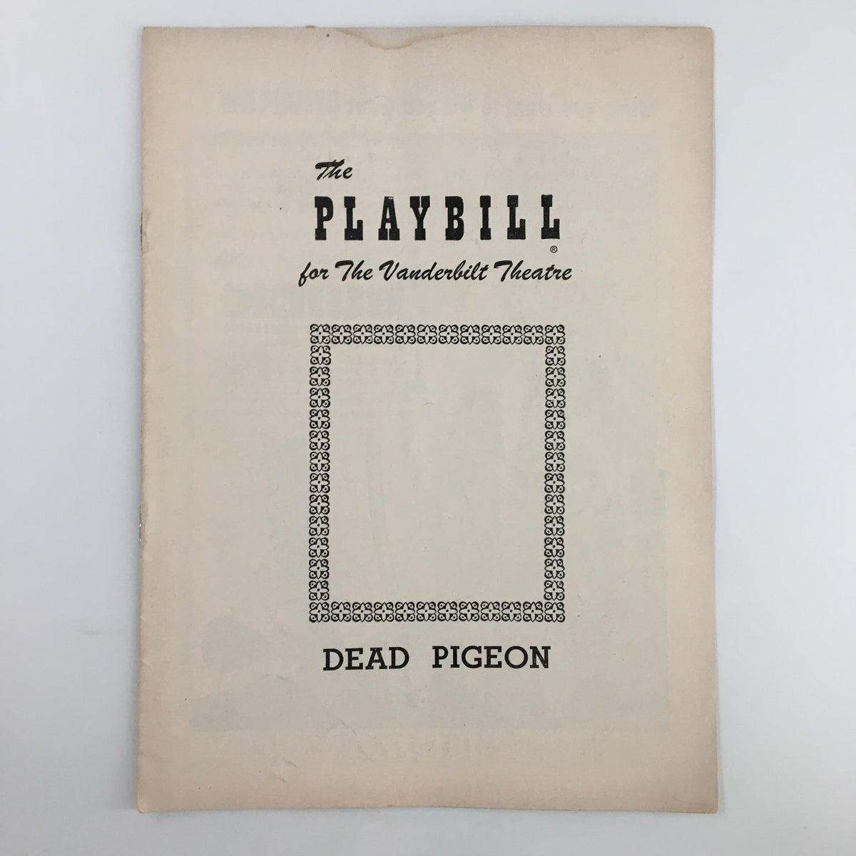 Cover of the 1953 Playbill for The Vanderbilt Theatre, featuring the title 'DEAD PIGEON'.