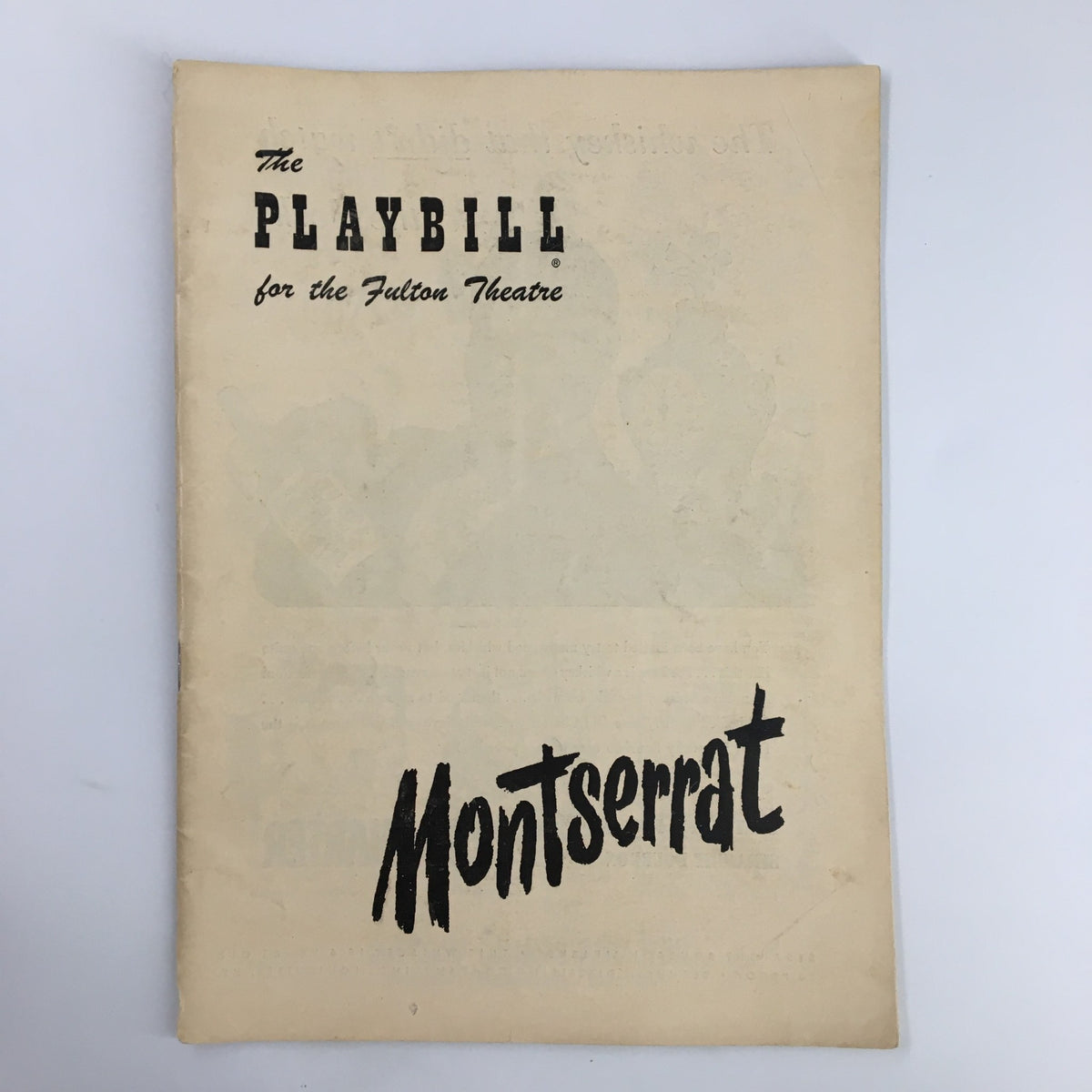 1949 Playbill for the Fulton Theatre featuring Montserrat, showcasing the title in bold typography against a vintage background.