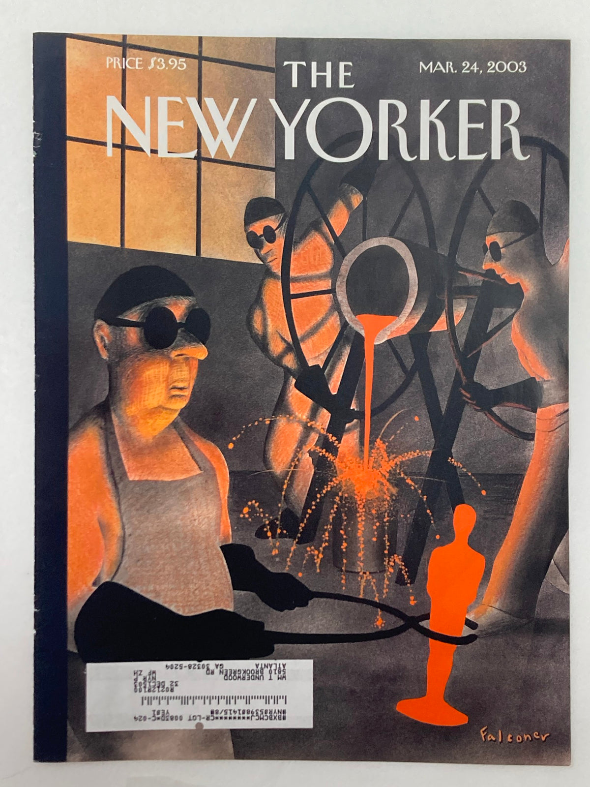 The New Yorker March 24 2003 cover titled 'A Star is Born' by Ian Falconer, featuring striking artwork with figures and an industrial setting.