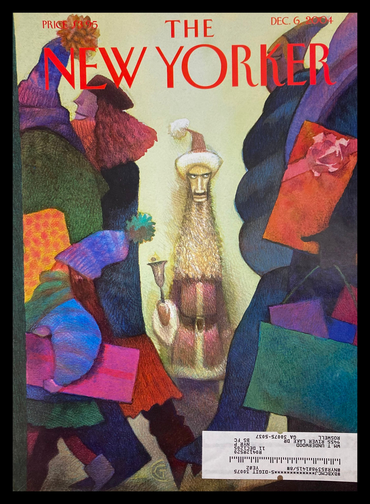 The New Yorker December 6 2004 cover featuring Osama Bin Laden artwork by Carter Goodrich, showcasing a colorful and abstract composition related to cultural themes.
