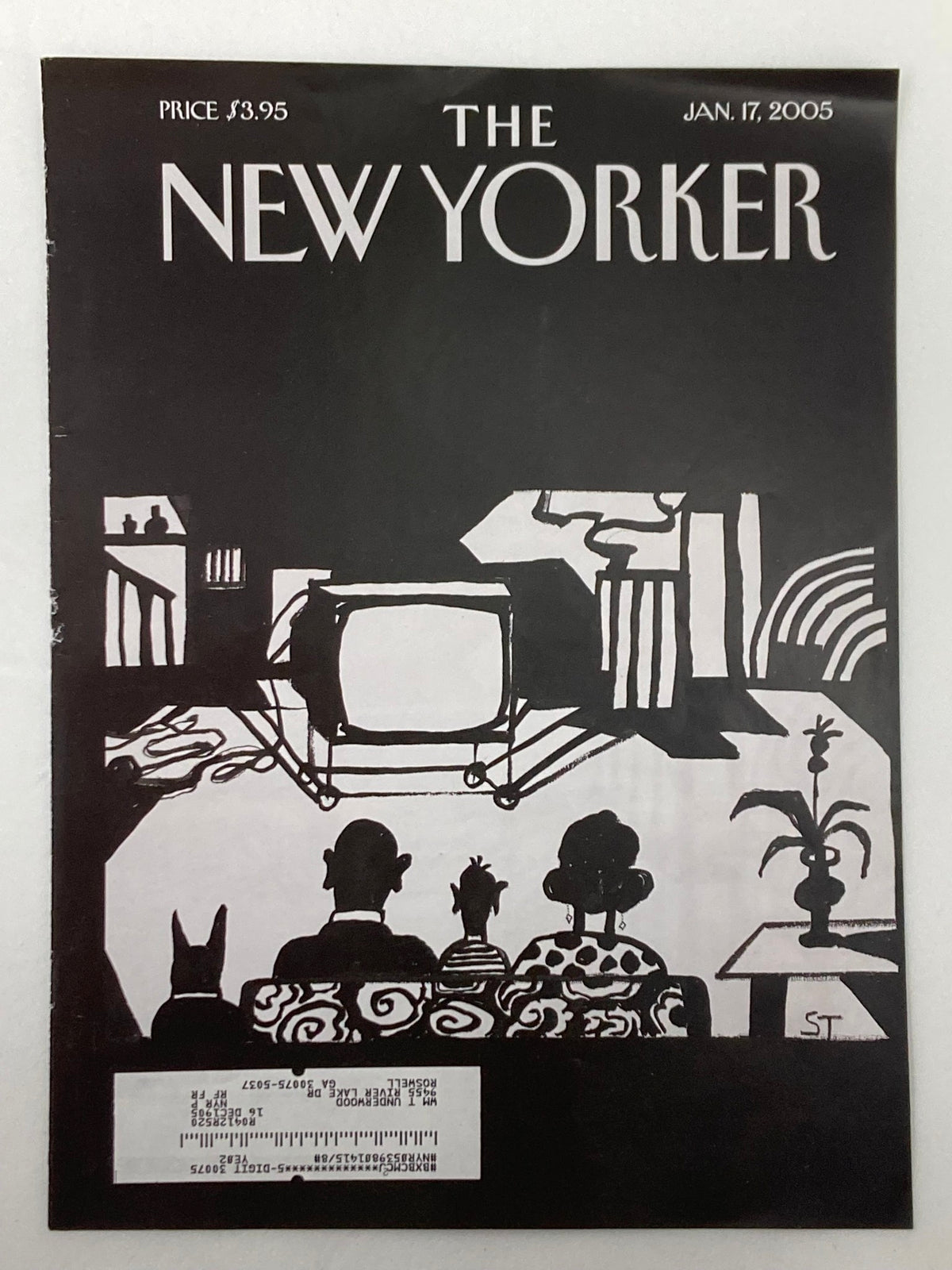 Cover of The New Yorker magazine dated January 17, 2005, illustrated by Saul Steinberg, depicting a poignant scene reflecting societal issues.