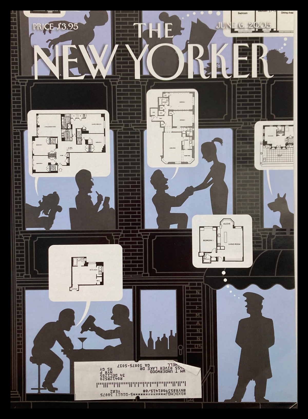 The New Yorker June 6 2005 cover art, depicting various real estate scenes illustrated by Christoph Niemann, showcasing the themes of the real estate bubble.
