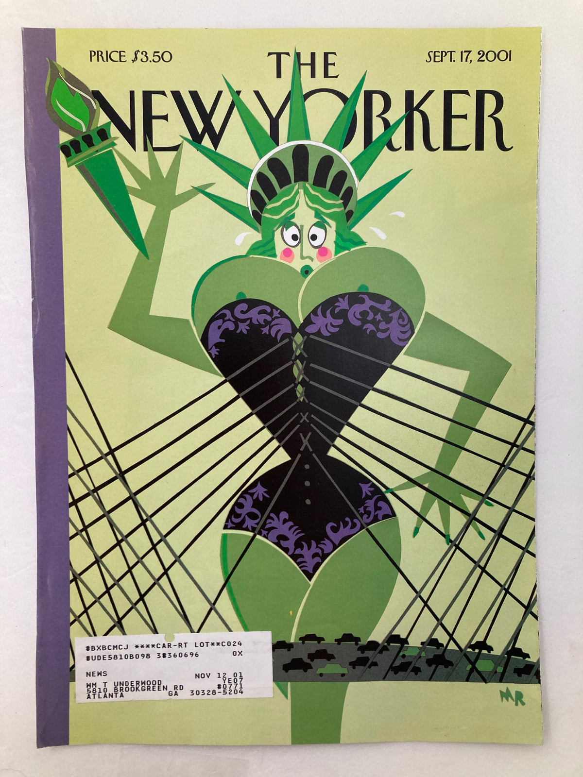 The New Yorker cover from September 17, 2001, illustrating the 'Yearning to Breathe Free' artwork by Roberts, depicting a stylized Statue of Liberty against a backdrop of symbolic imagery, reflecting themes of resilience and freedom.
