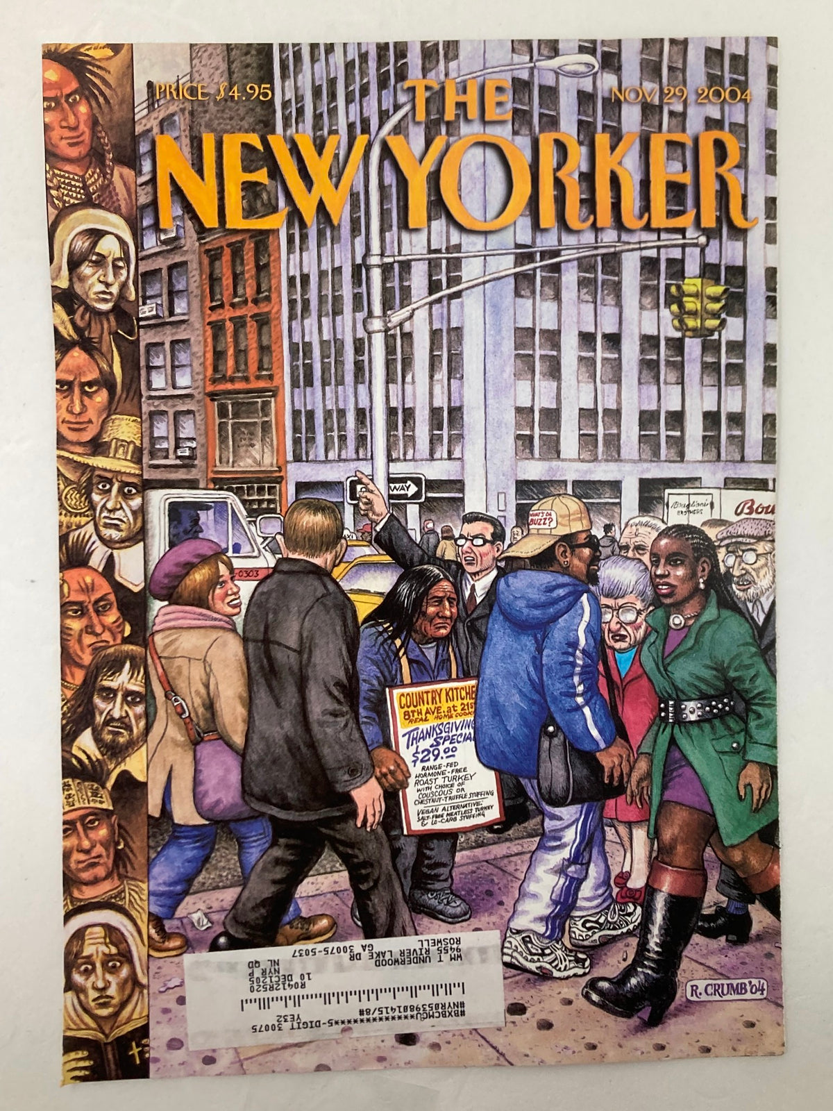 Cover of The New Yorker from November 29, 2004, titled 'The Diversity' illustrated by Robert Crumb, showcasing a bustling city street with diverse individuals.