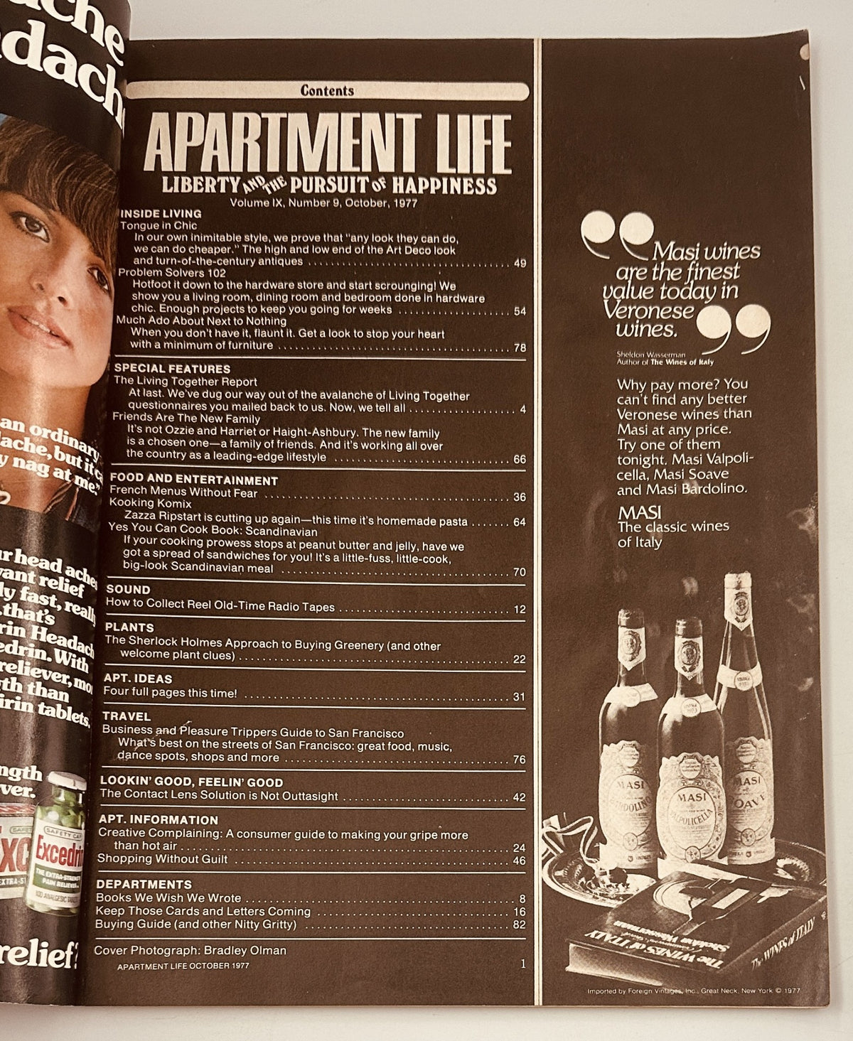 Apartment Life Magazine October 1977 Living Together Report Food Travel