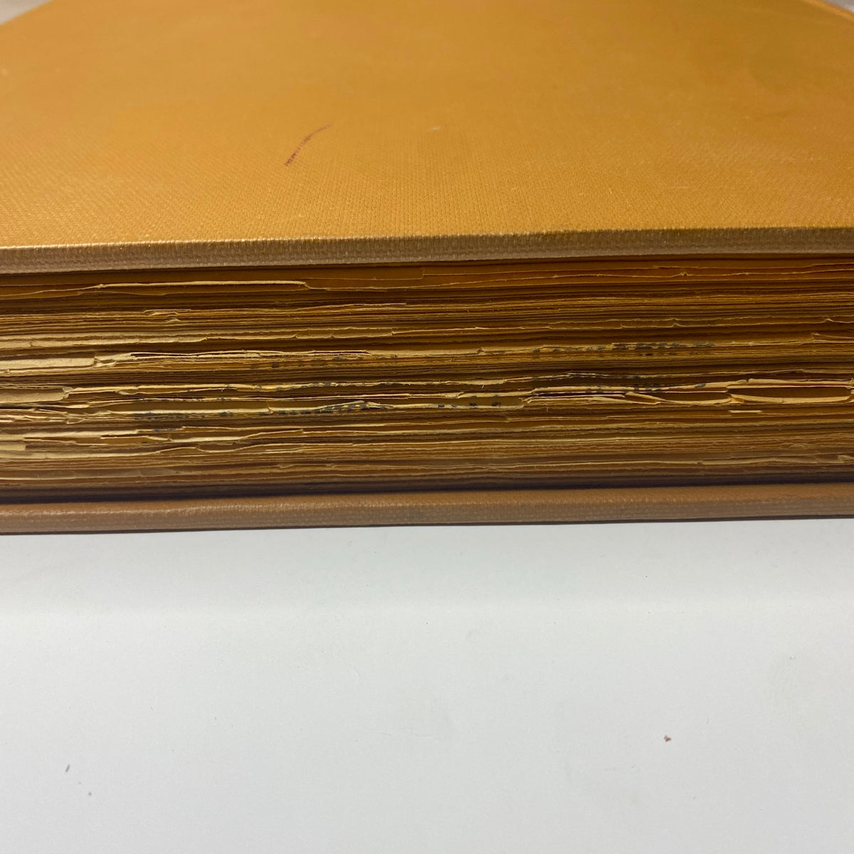 Side view of The New York Times Library Edition Bound Magazine 1968, displaying the worn pages and binding.