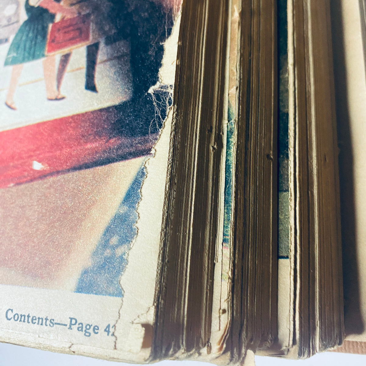 Close-up of the page edges of The New York Times Magazine, November 24, 1968, showing signs of wear while documenting the era's educational topics.