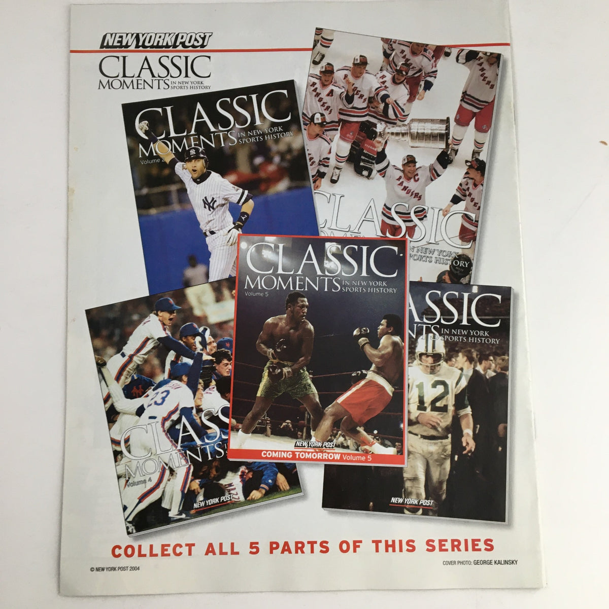 Back cover of New York Post 2004 #4 Classic Moments In New York Sports History showcasing other volumes in the series.