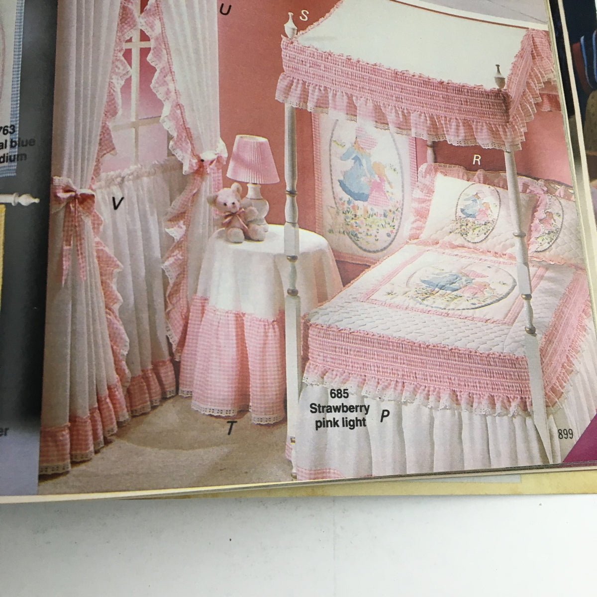 VTG 1986 Centennial Edition Fashion Apparel & Home Furnishing Catalog featuring a charming pink-themed children's bedroom design complete with decorative accents and delightful imagery.