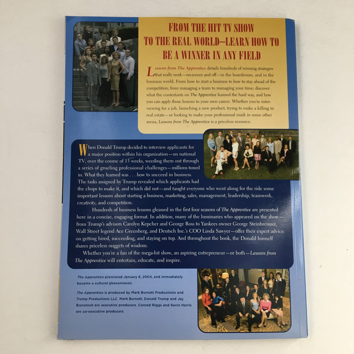 Back cover of the 2006 Lessons From The Apprentice Secrets to Success magazine, summarizing insights from Donald Trump's experiences on the show.