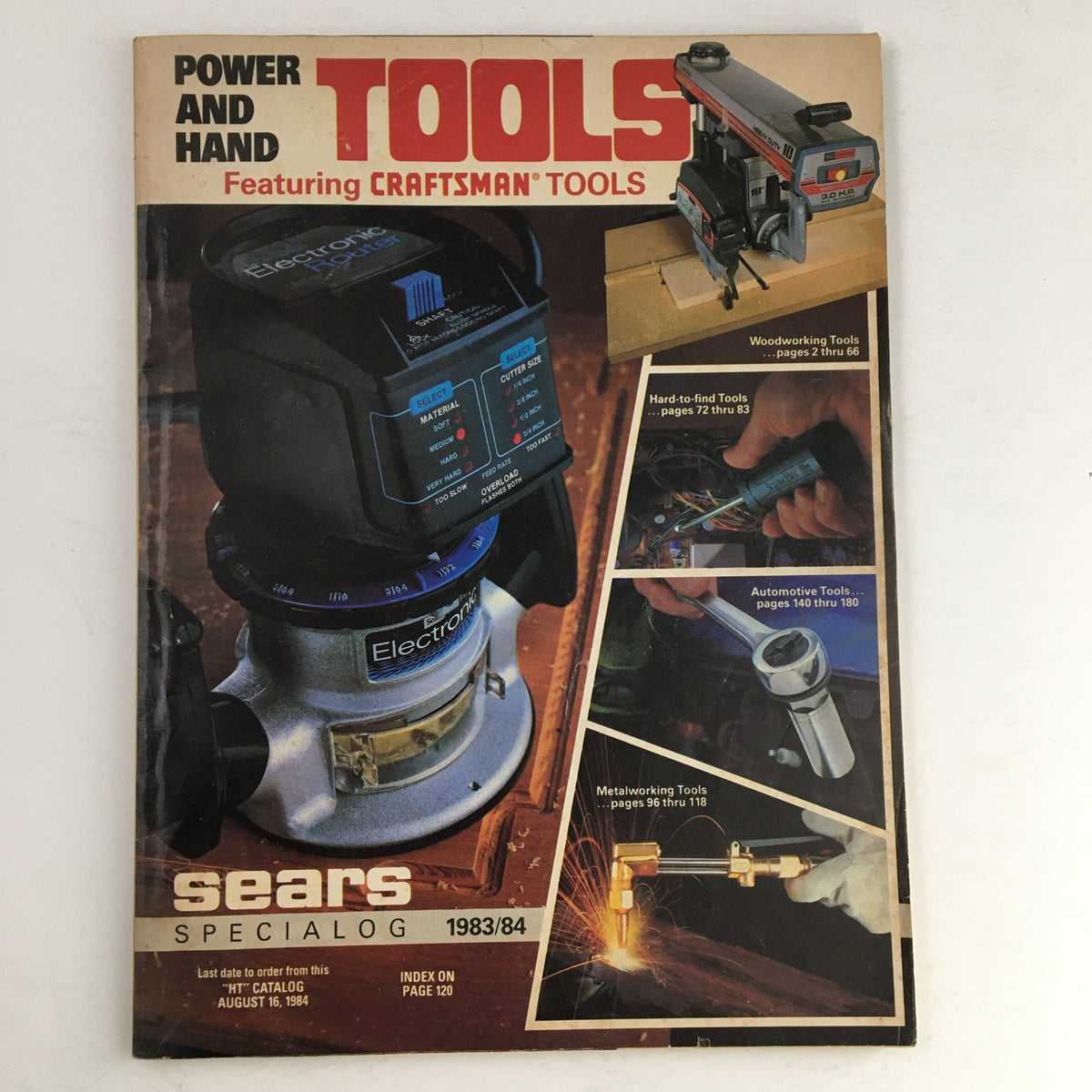 Cover of the Power and Hand Tools featuring Craftsman Tools Sears 1983-1984 Special Catalog, showcasing woodworking, automotive, and metalworking tools.
