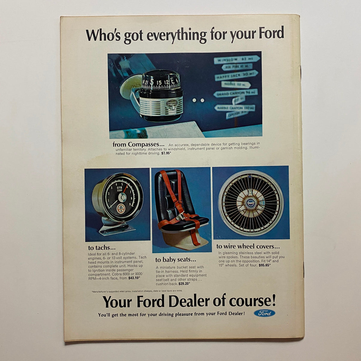 Back page advertisement from VTG Car Life Magazine June 1966 Vol 13 No. 5 promoting Ford products and accessories for car enthusiasts.