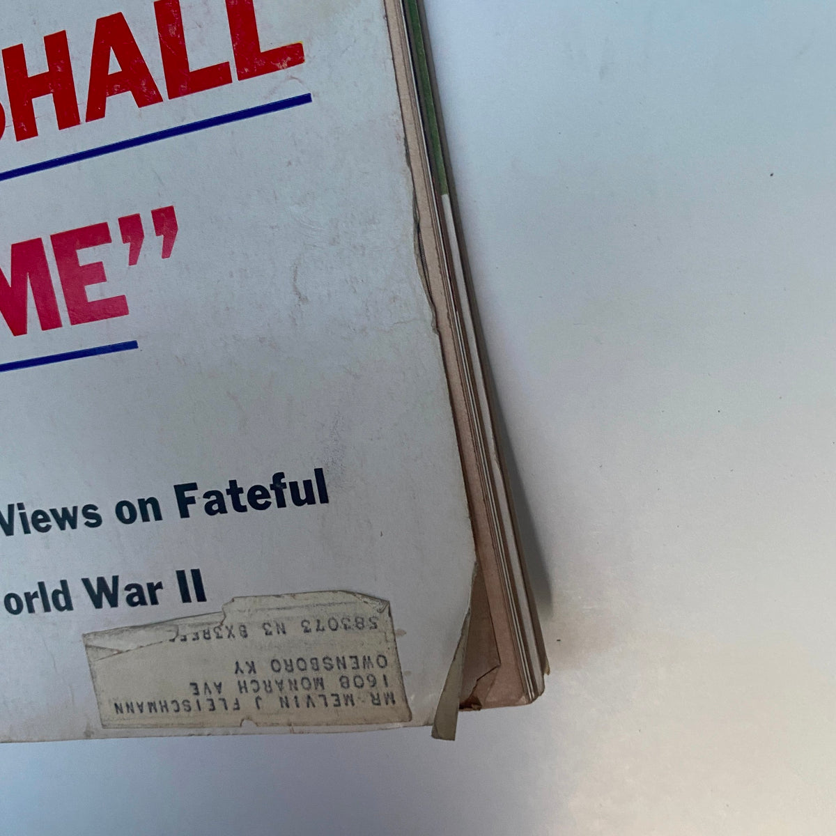 Close-up view of the US News & World Report Magazine cover from November 2, 1959, highlighting the title 'The Story Gen. Marshall Told Me' and details of the publication.