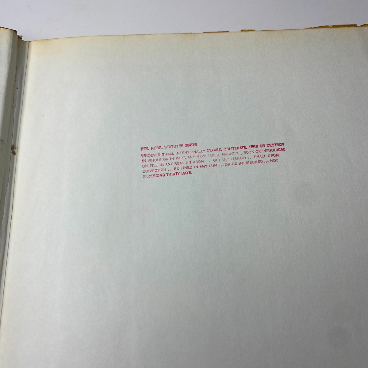 Interior page showing library usage notice in The New York Times Magazine bound edition for September-October 1971, emphasizing library preservation laws.