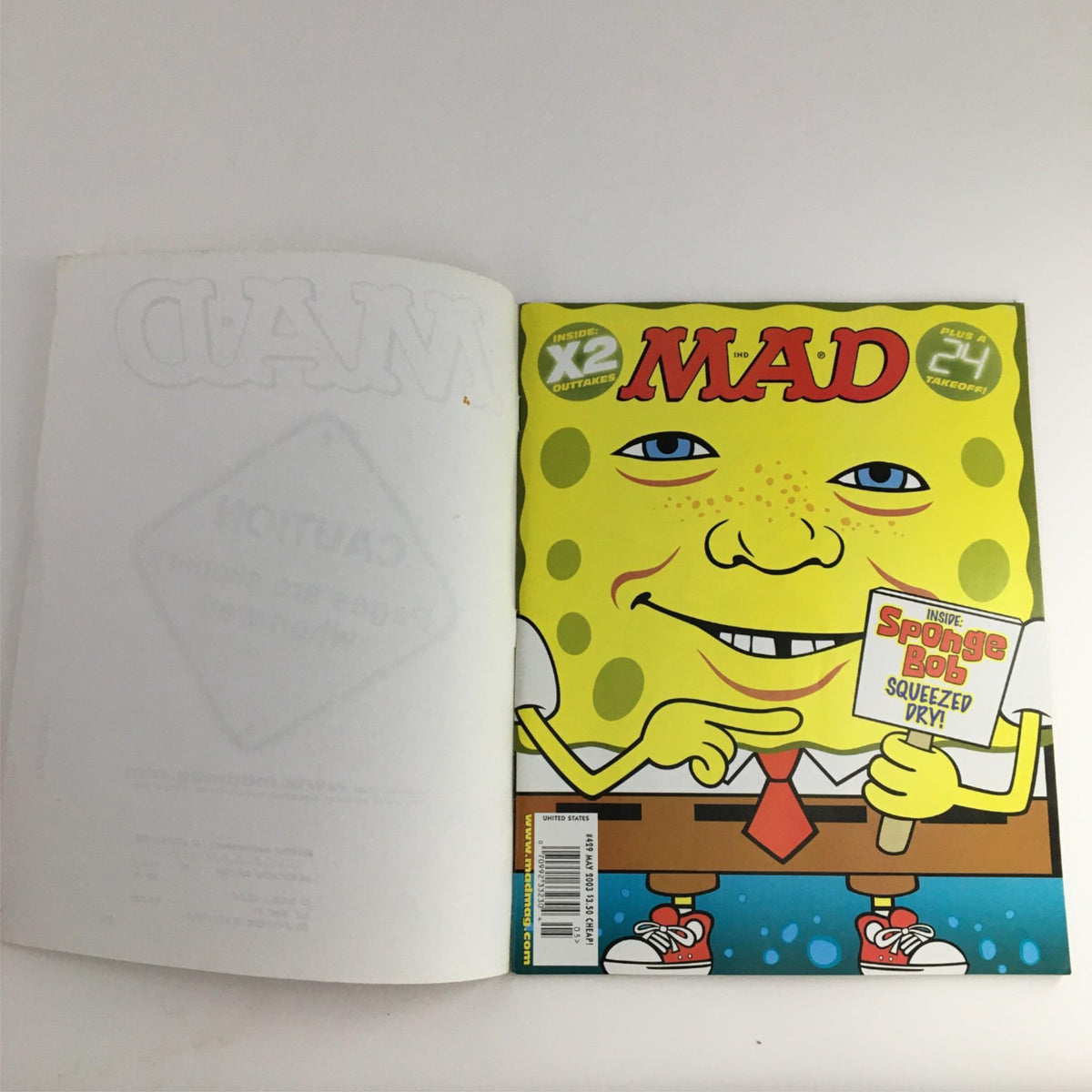 Cover of Mad Magazine May 2003 #429 featuring SpongeBob SquarePants, depicting a humorous cartoon illustration; collectible issue rated FN 6.0.