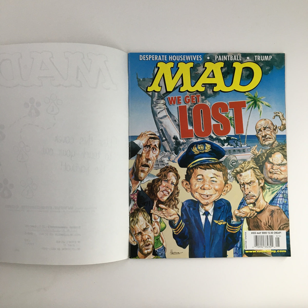 Cover of Mad Magazine May 2005 #453 featuring a humorous illustration related to the show Lost and Donald Trump.