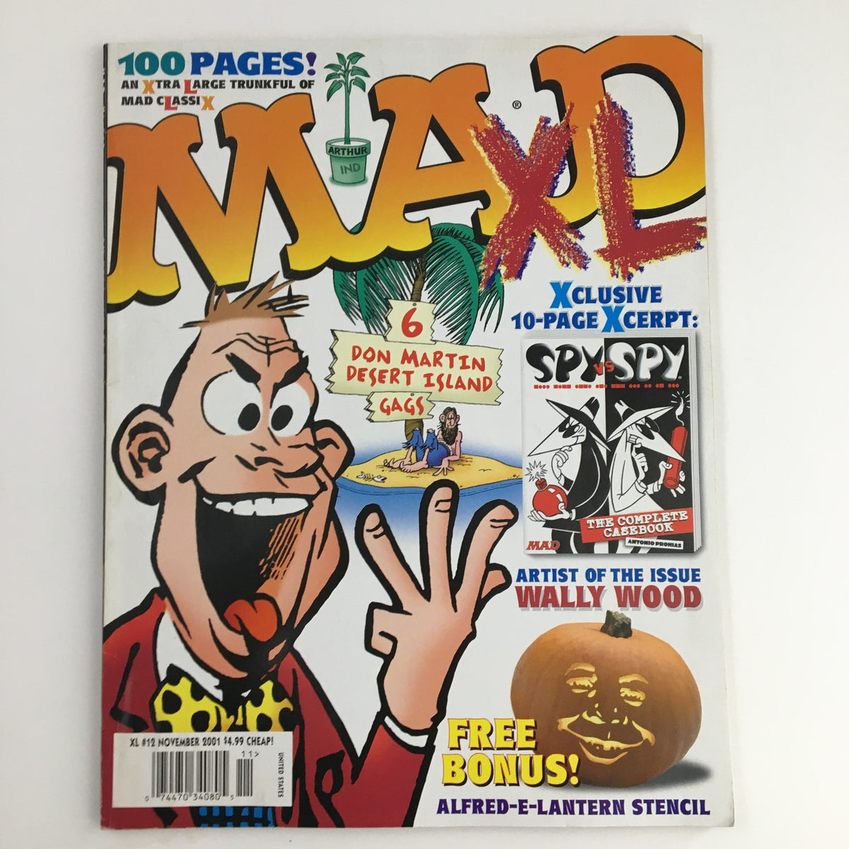Cover of Mad XL Magazine November 2001 #12 featuring Don Martin's Desert Island Gags, showcasing whimsical humor and illustrations.