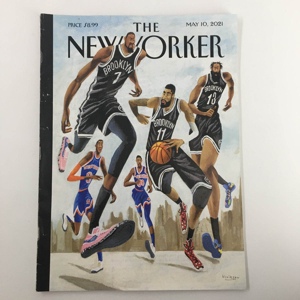 The New Yorker Full Magazine May 10 2021 featuring the captivating cover artwork 'Hoop Dreams in New York' by Mark Ulriksen, showcasing basketball players on a city skyline background.