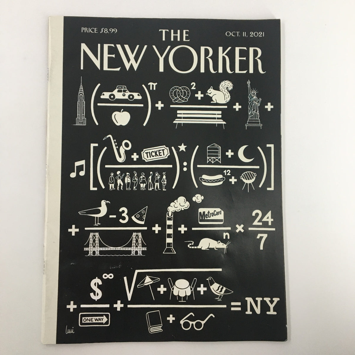 The New Yorker Full Magazine Cover - October 11, 2021, featuring the innovative design titled 'Magic Formula' by Luci Gutierrez, showcasing a series of symbolic illustrations and bold typography.