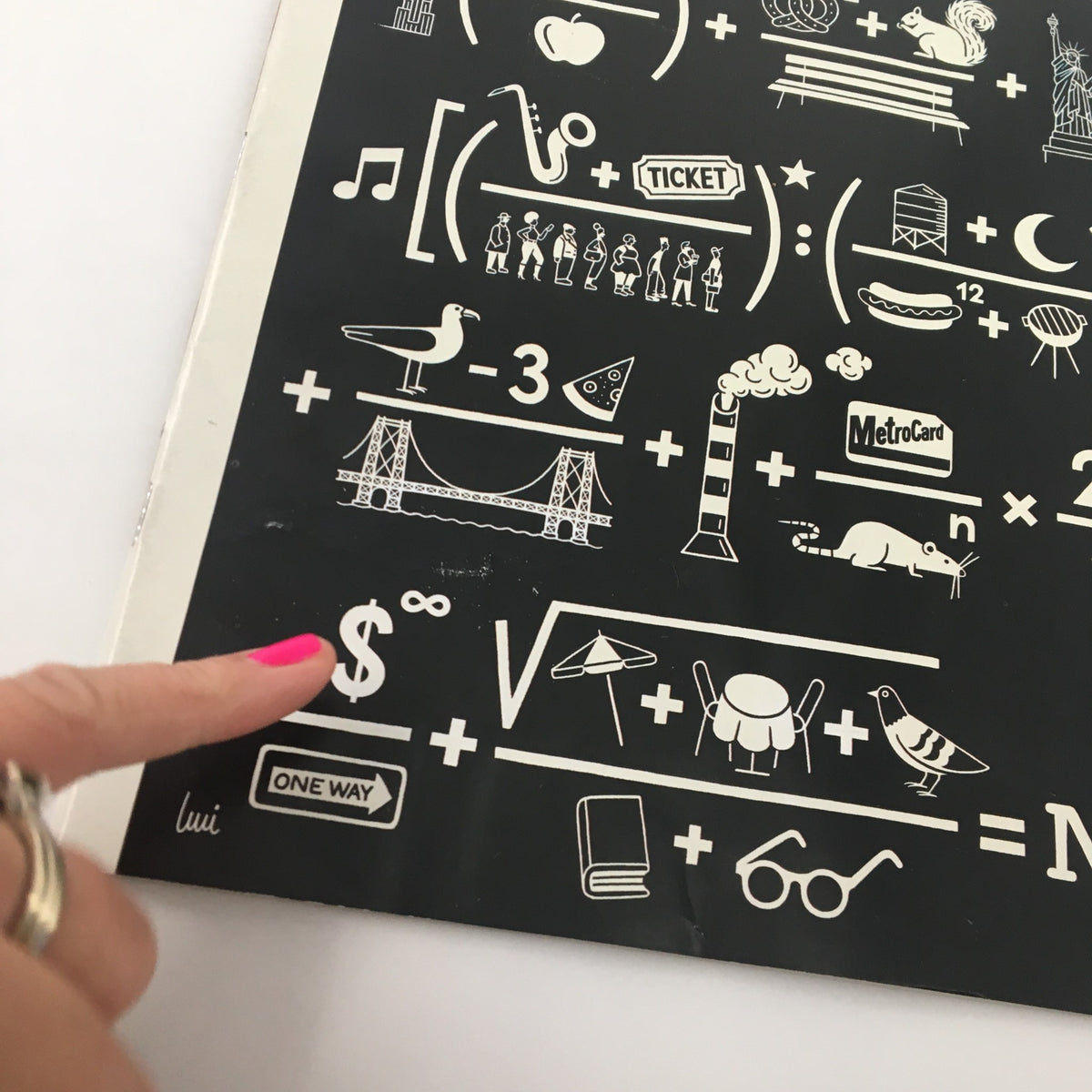 Detail from The New Yorker Full Magazine October 11 2021, featuring the artistic representation of various symbols and imagery including currency sign and transportation icons.