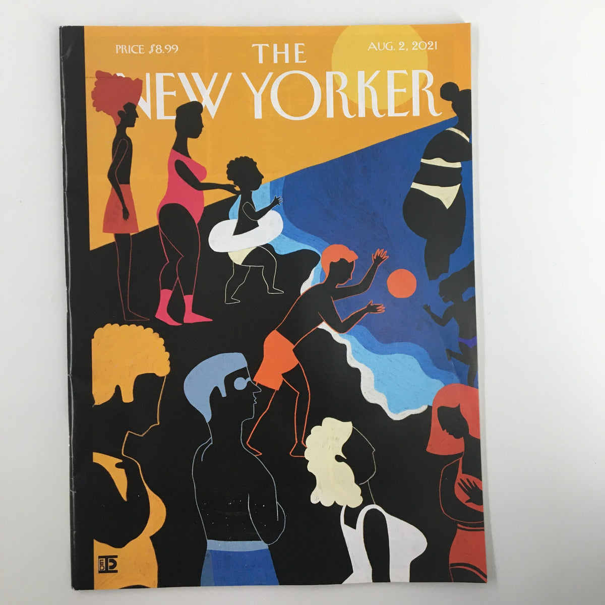 The New Yorker Full Magazine August 2 2021 Al Mare! Theme Cover featuring vibrant illustrations by Diana Ejaita depicting beachgoers and summer activities.