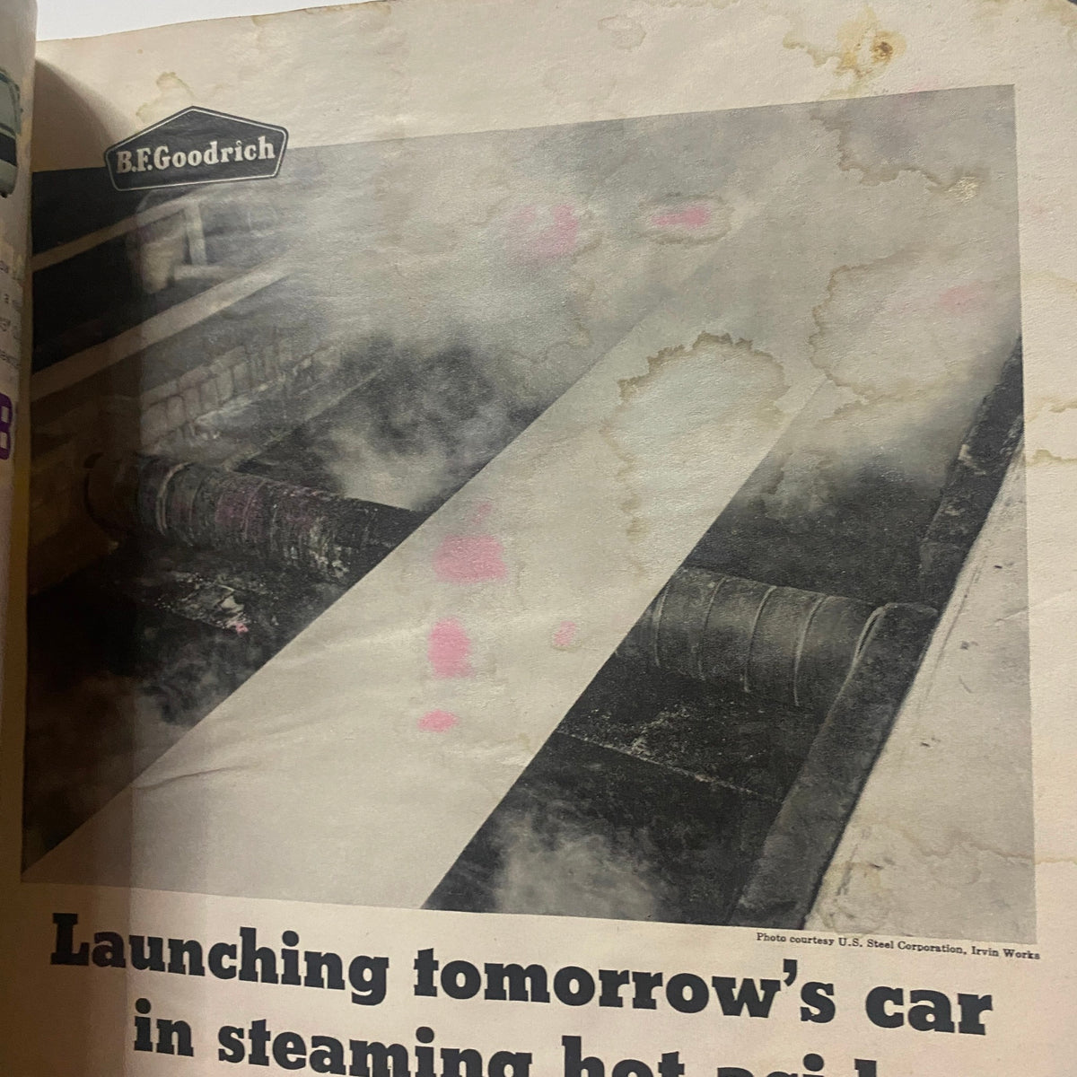 Interior page of the US News & World Report Magazine from September 21, 1959, featuring an ad for B.F. Goodrich and the theme of innovation in the automotive industry.