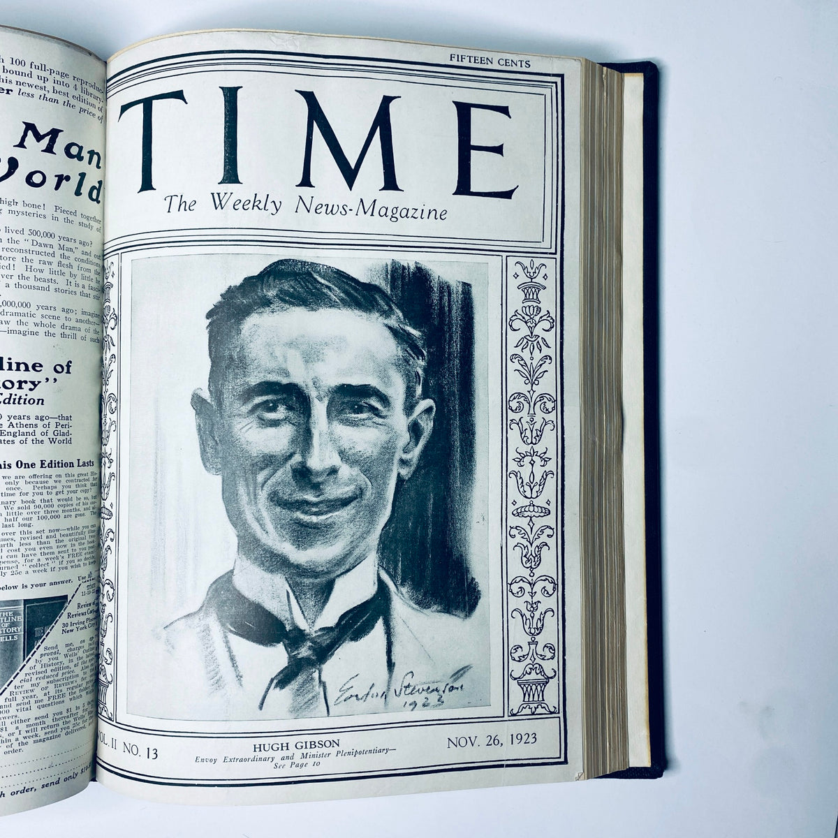Time Magazine cover displaying a portrait of Hugh Gibson, published on November 26, 1923, as part of the Time Magazine Bound Weekly 1923 Sep-Dec series.