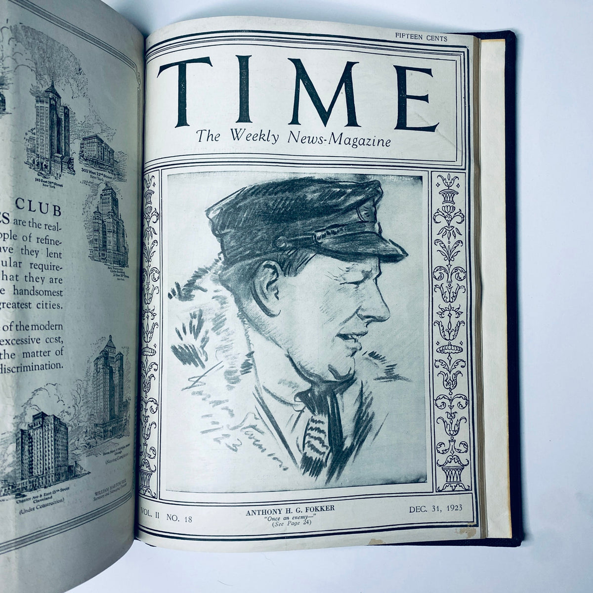 Cover page of Time Magazine from December 31, 1923, featuring Anthony H. G. Fokker, a key figure in aviation, included in the Time Magazine Bound Weekly collection from September to December 1923.
