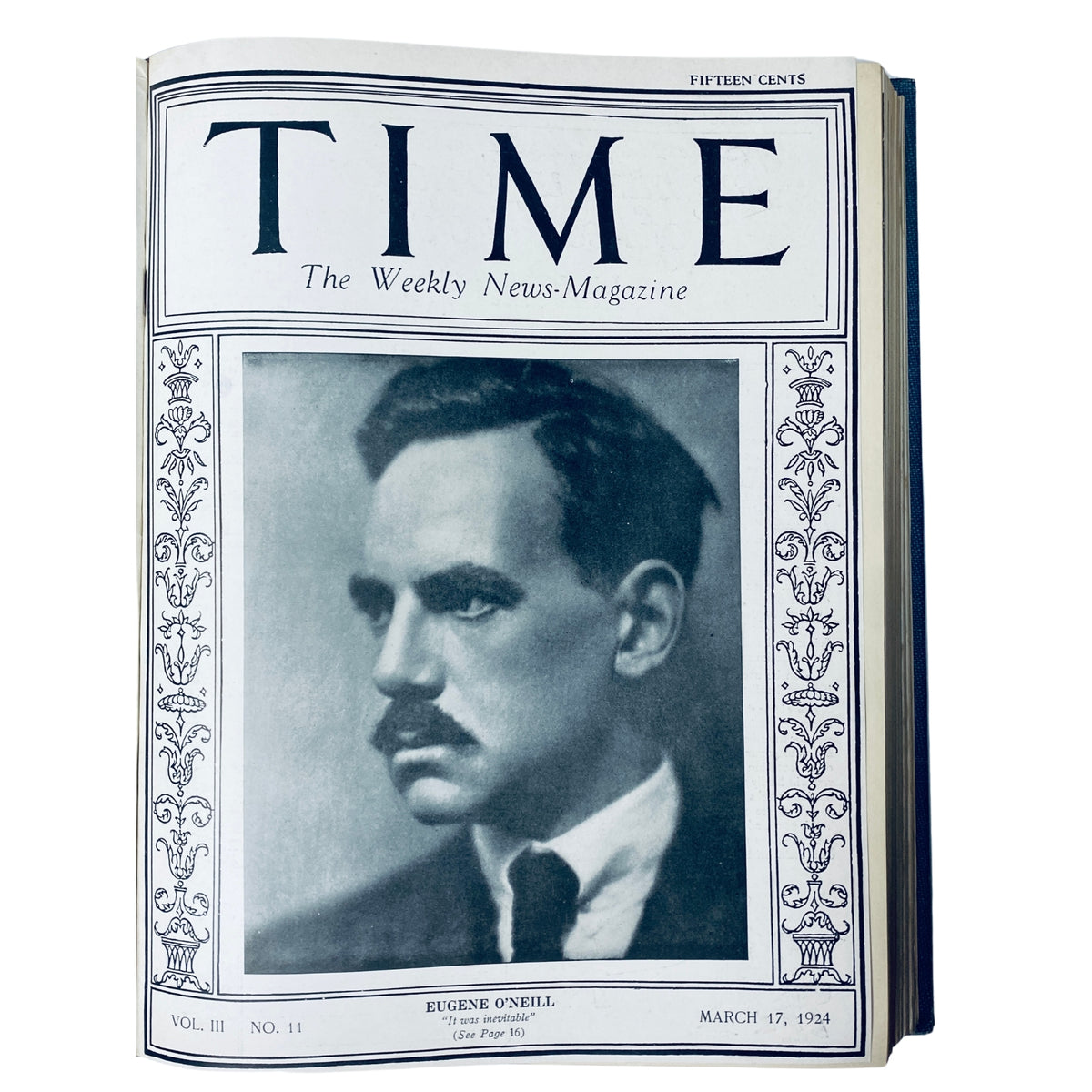 Cover of Time Magazine issue featuring Eugene O'Neill from March 17, 1924, included in the Time Magazine Bound Weekly 1924 January - June collection.