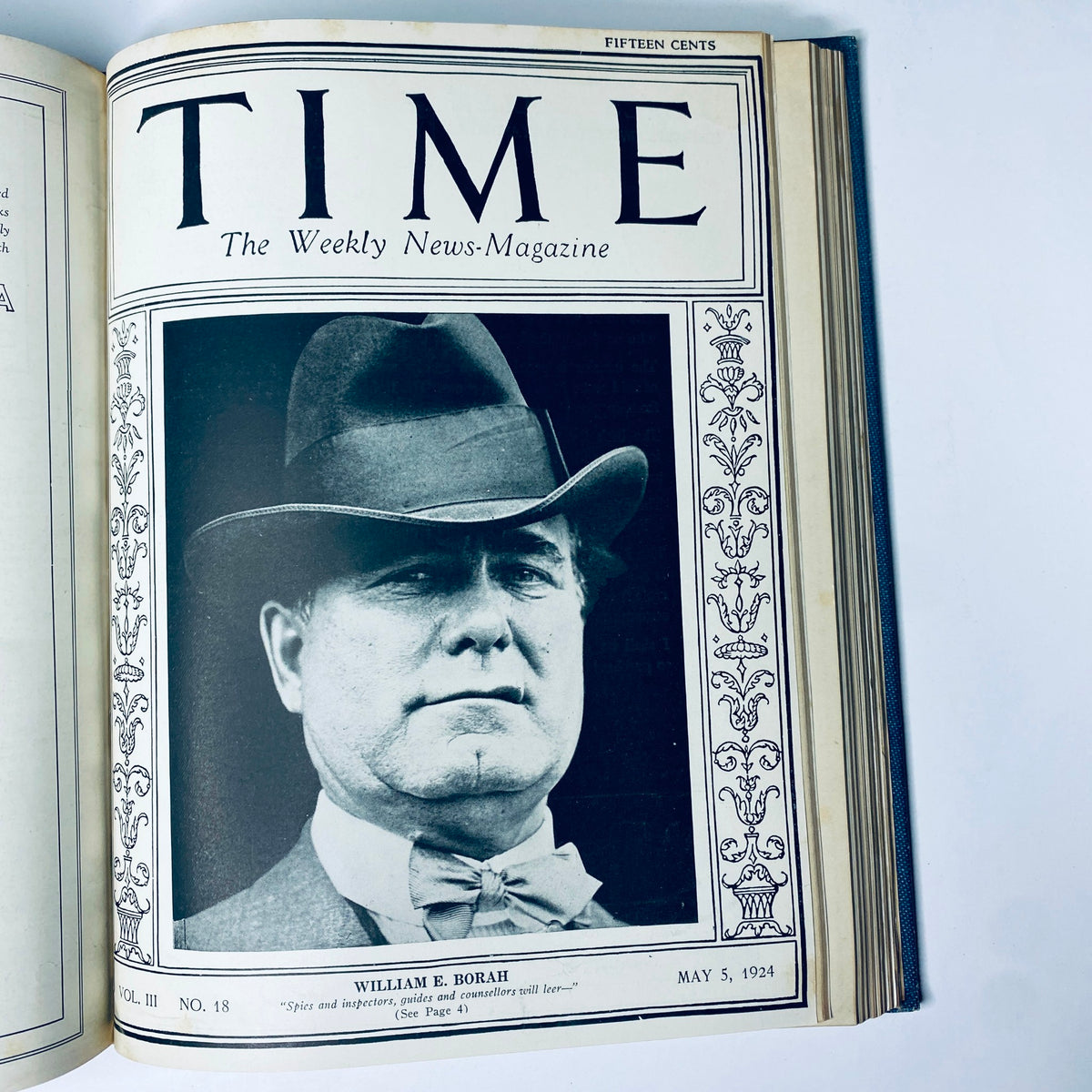 Time Magazine Bound Weekly January - June 1924 featuring William E. Borah on the cover. This issue highlights Borah's impact in American politics during the early 20th century.