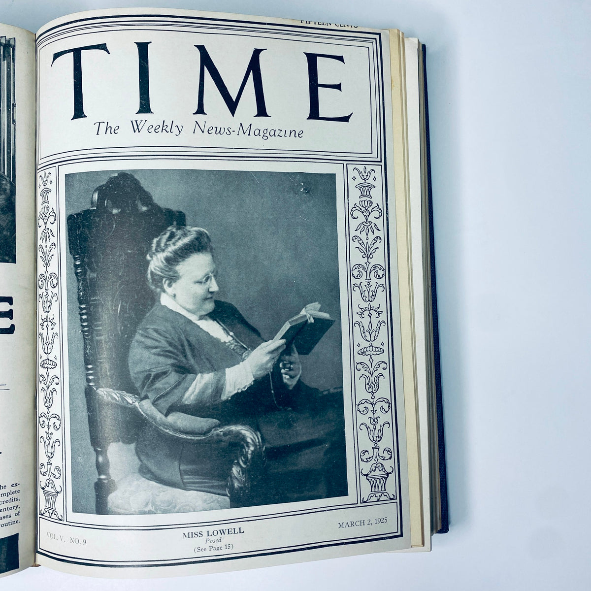 Cover of Time Magazine featuring Miss Lowell, from the Time Magazine Bound Weekly January to June 1925, presenting important figures of the Roaring Twenties.