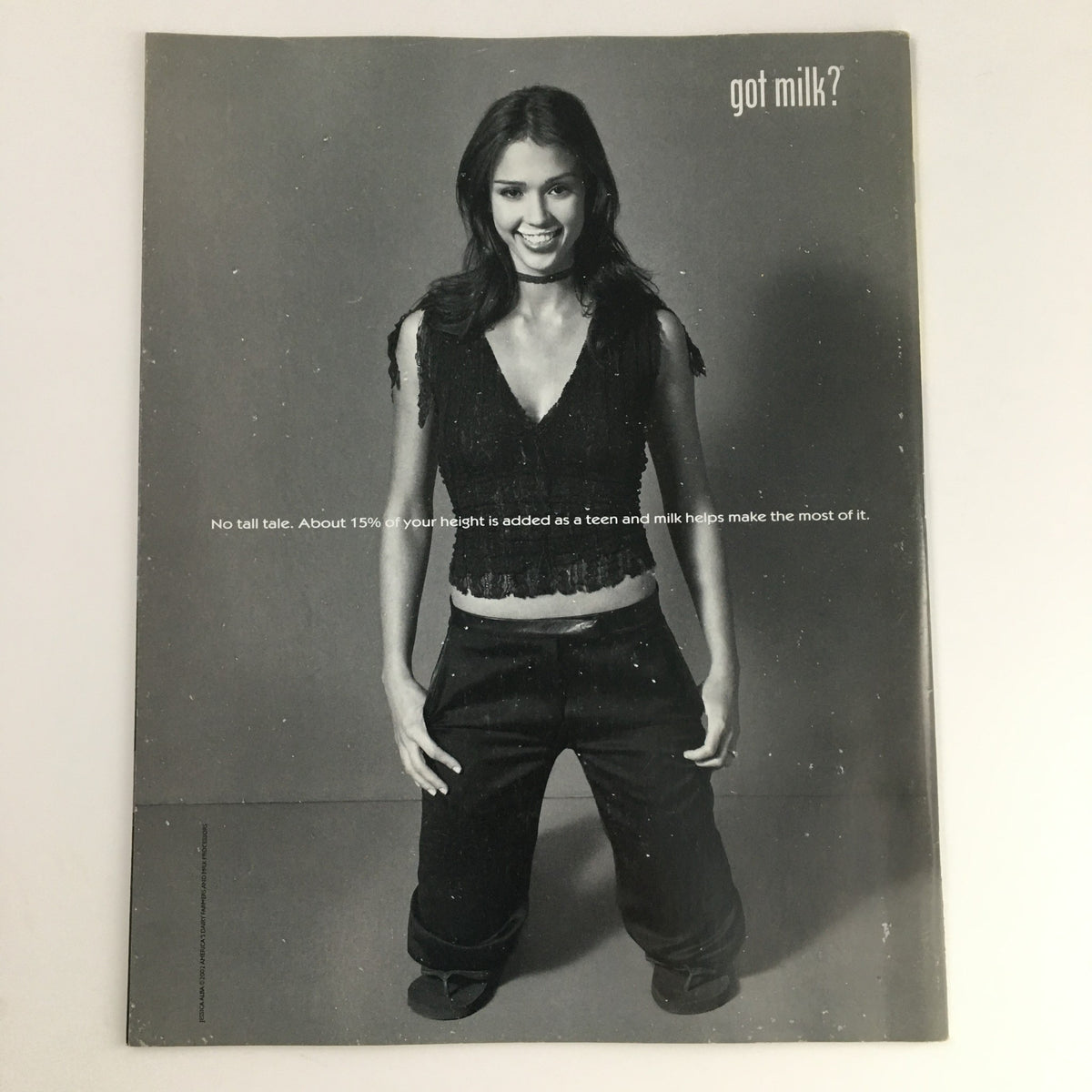 Mad Magazine June 2002 #418 featuring a humorous advertisement for 'Got Milk?' depicting a model in a playful pose, emphasizing the importance of milk in growth.