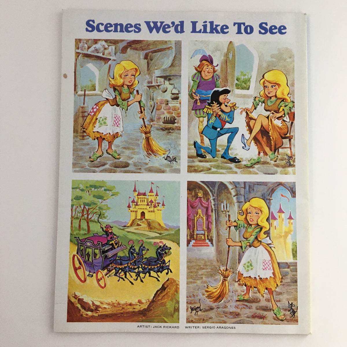 Back cover of Mad Magazine December 1998 Super Special Best of the Stupid Years, showcasing colorful cartoon scenes titled 'Scenes We’d Like to See' with whimsical illustrations by Jack Rickard and Sergio Aragones.
