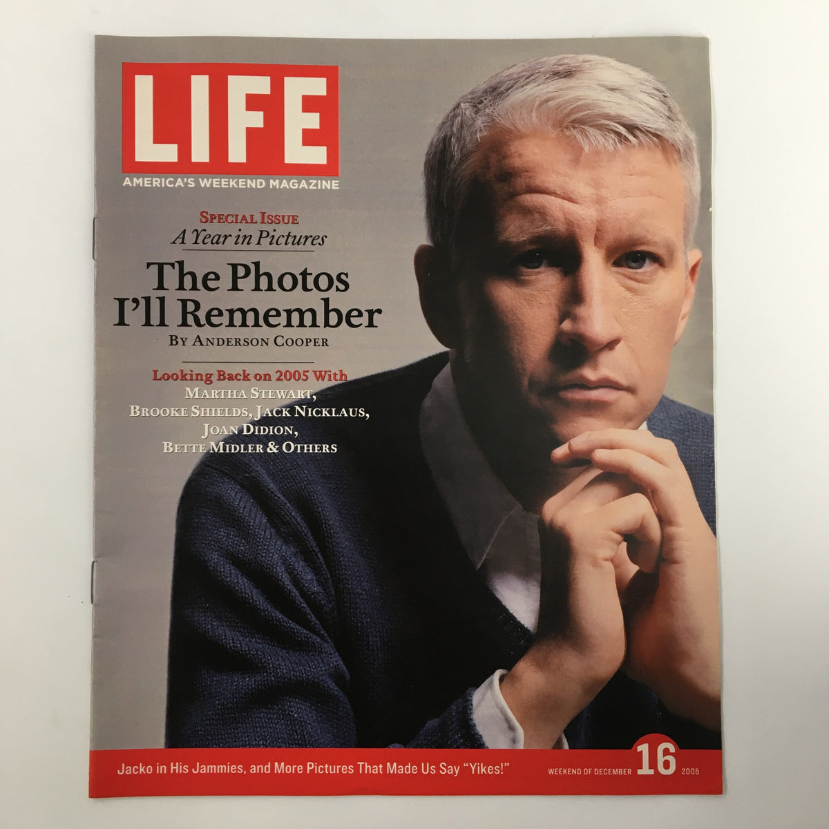 Life Magazine Newspaper Insert featuring Anderson Cooper, December 16, 2005, Special Issue: A Year in Pictures, showcasing significant moments and stories from 2005.