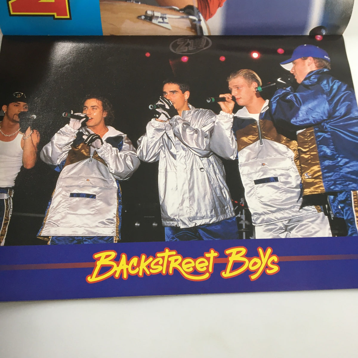 Hit Sensations Magazine 1998 featuring Backstreet Boys performing live, embodying the pop culture spirit of the late '90s.