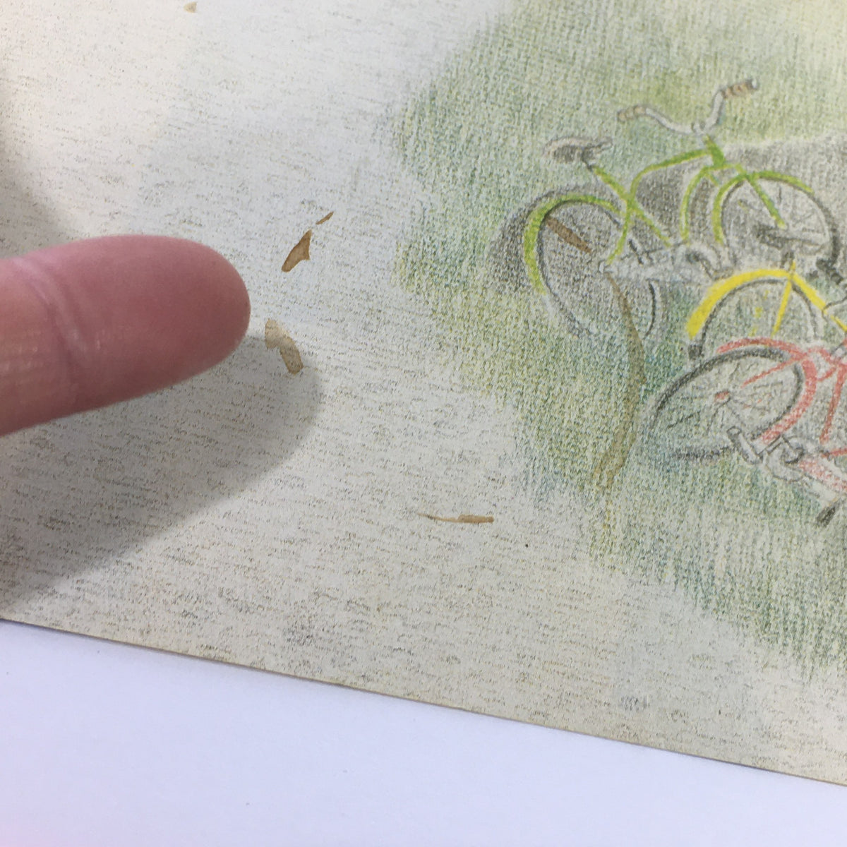 CLOSE-UP of the COVER ONLY - The New Yorker Magazine September 16 1985, highlighting minor imperfections on the artwork by Charles E. Martin, showing bicycles on a grassy path.