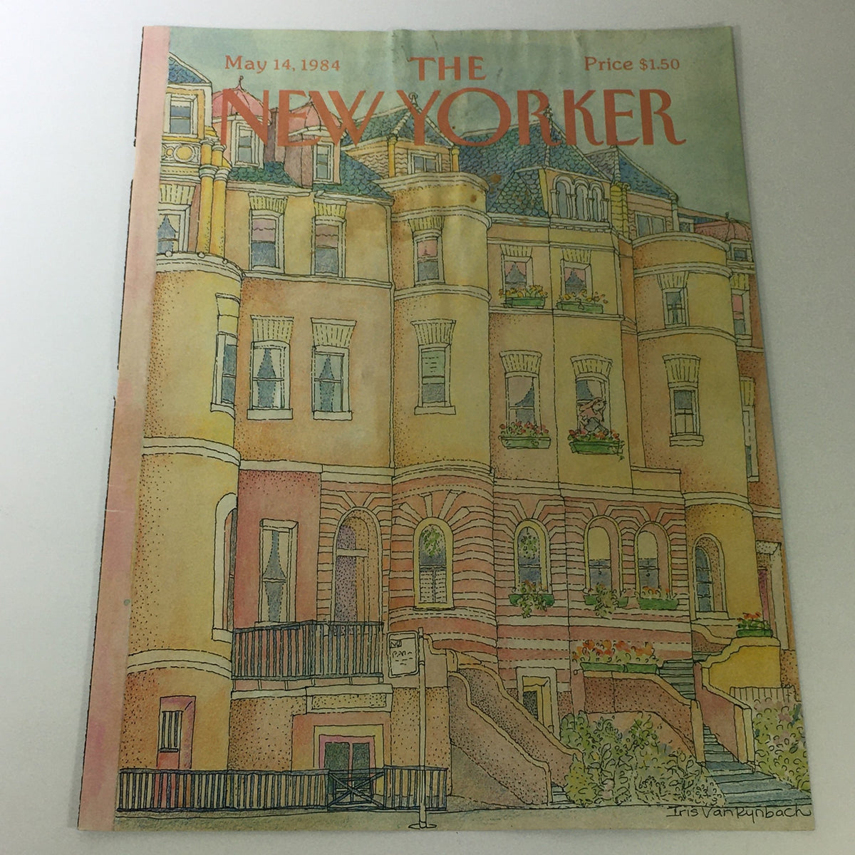 Cover of The New Yorker Magazine dated May 14, 1984, designed by Iris Van Rynbach, showcasing a colorful illustration of a historic building with intricate details.