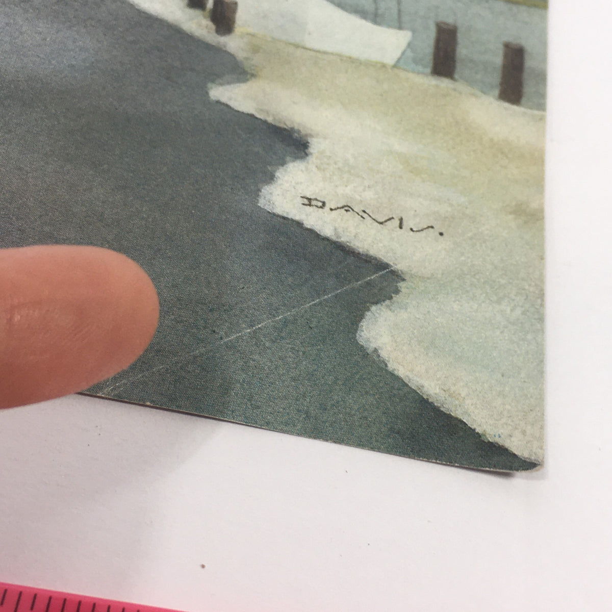 Detailed view of the signature on the bottom right of The New Yorker Magazine cover dated December 3, 1984, highlighting the artistry of Susan Davis and the magazine's collectible aspect.