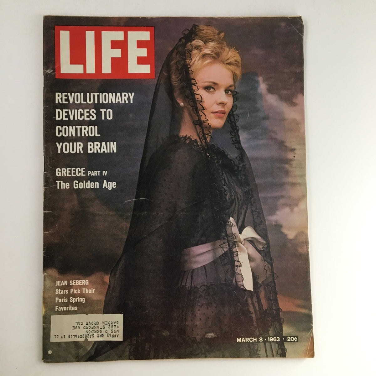 Cover of Life Magazine from March 8, 1963 featuring actress Jean Seberg and an article about Greece Part IV: The Golden Age.