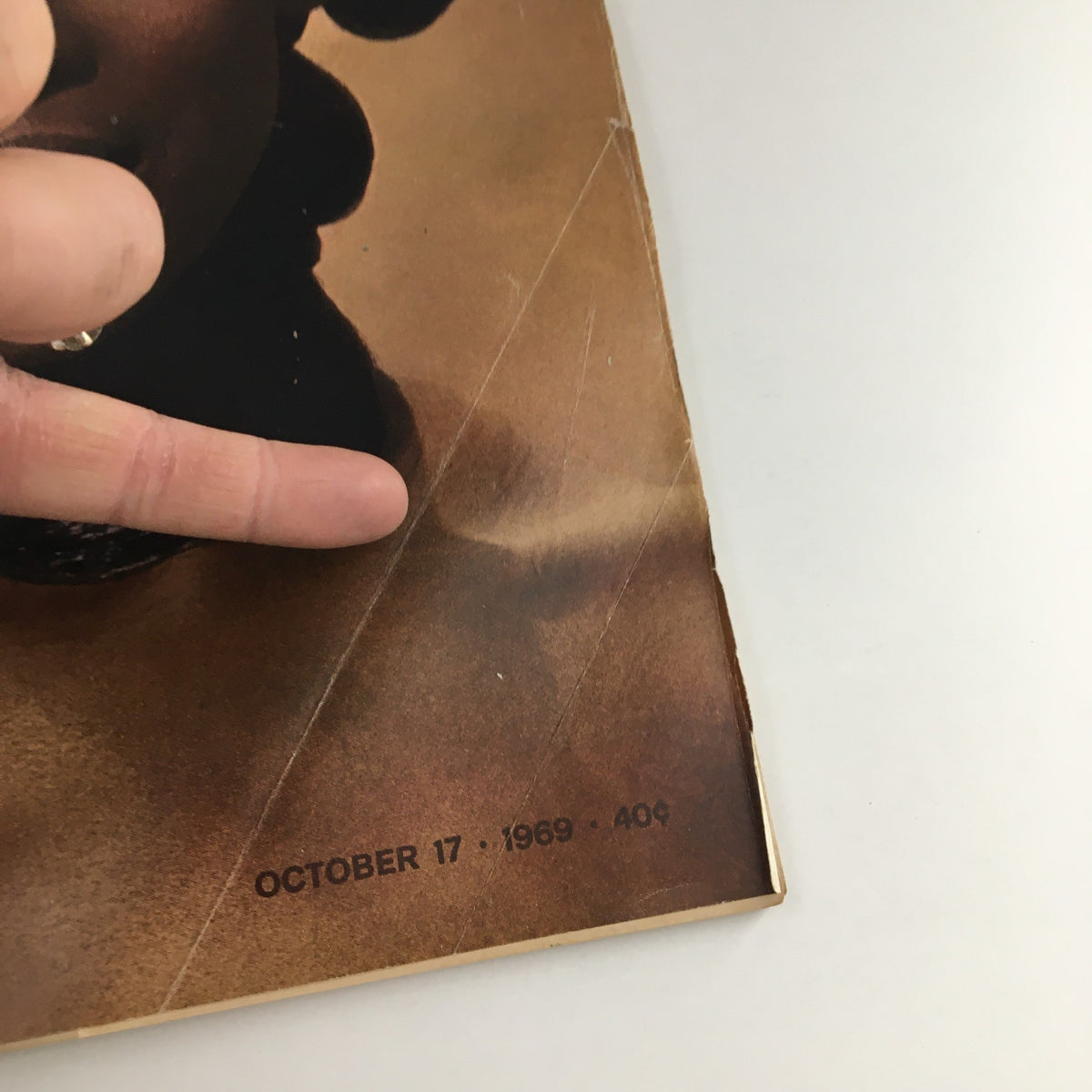 Close-up of Life Magazine dated October 17, 1969 featuring Naomi Sims and Black models, highlighting the publication's vintage design and historical significance.