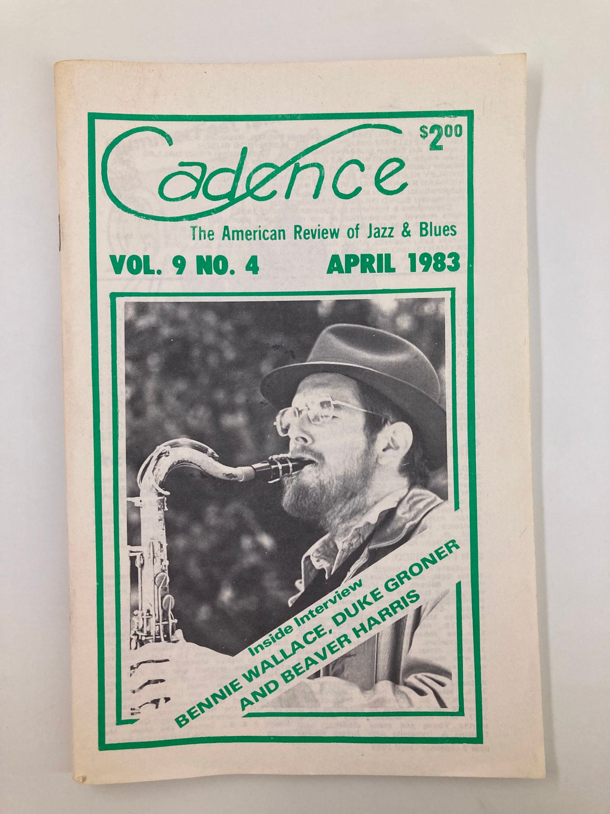 Cover of VTG Cadence Jazz Magazine April 1983 Vol 9 #4 featuring Bennie Wallace playing saxophone, showcasing the thematic focus on jazz music and artists of the era.