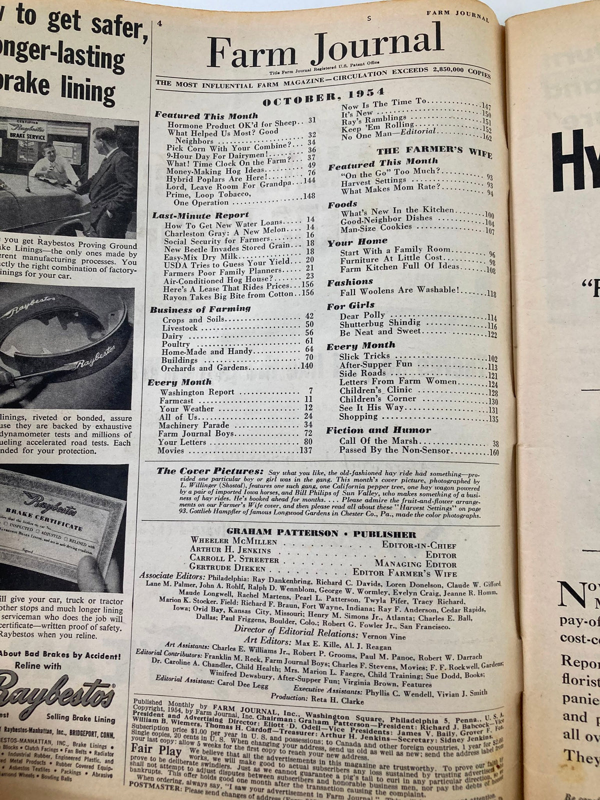 Vintage Farm Journal Magazine Oct 1954