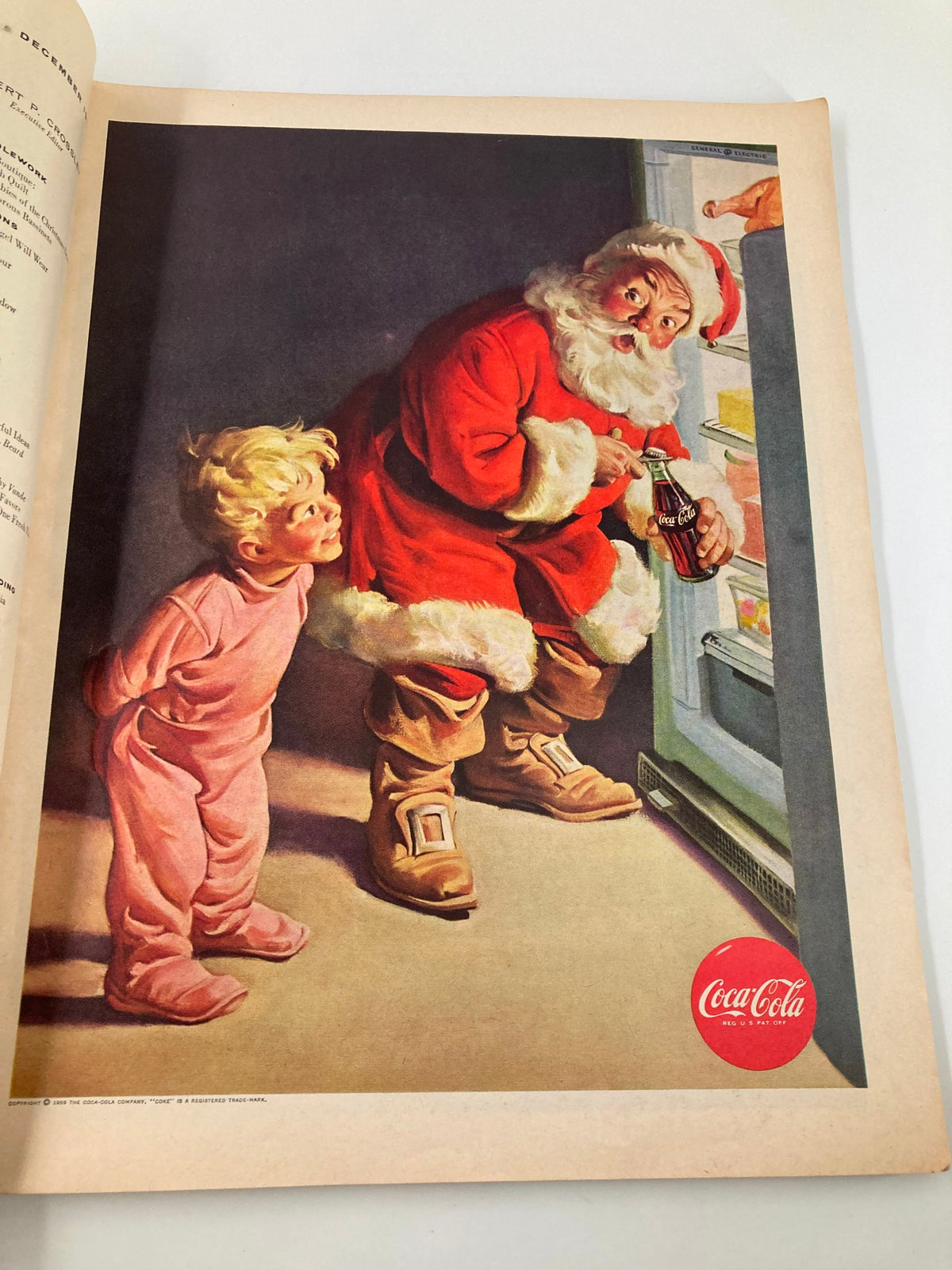 VTG McCall's Magazine December 1959 Cover featuring a nostalgic illustration of Santa Claus and a child, capturing the festive spirit of Christmas.
