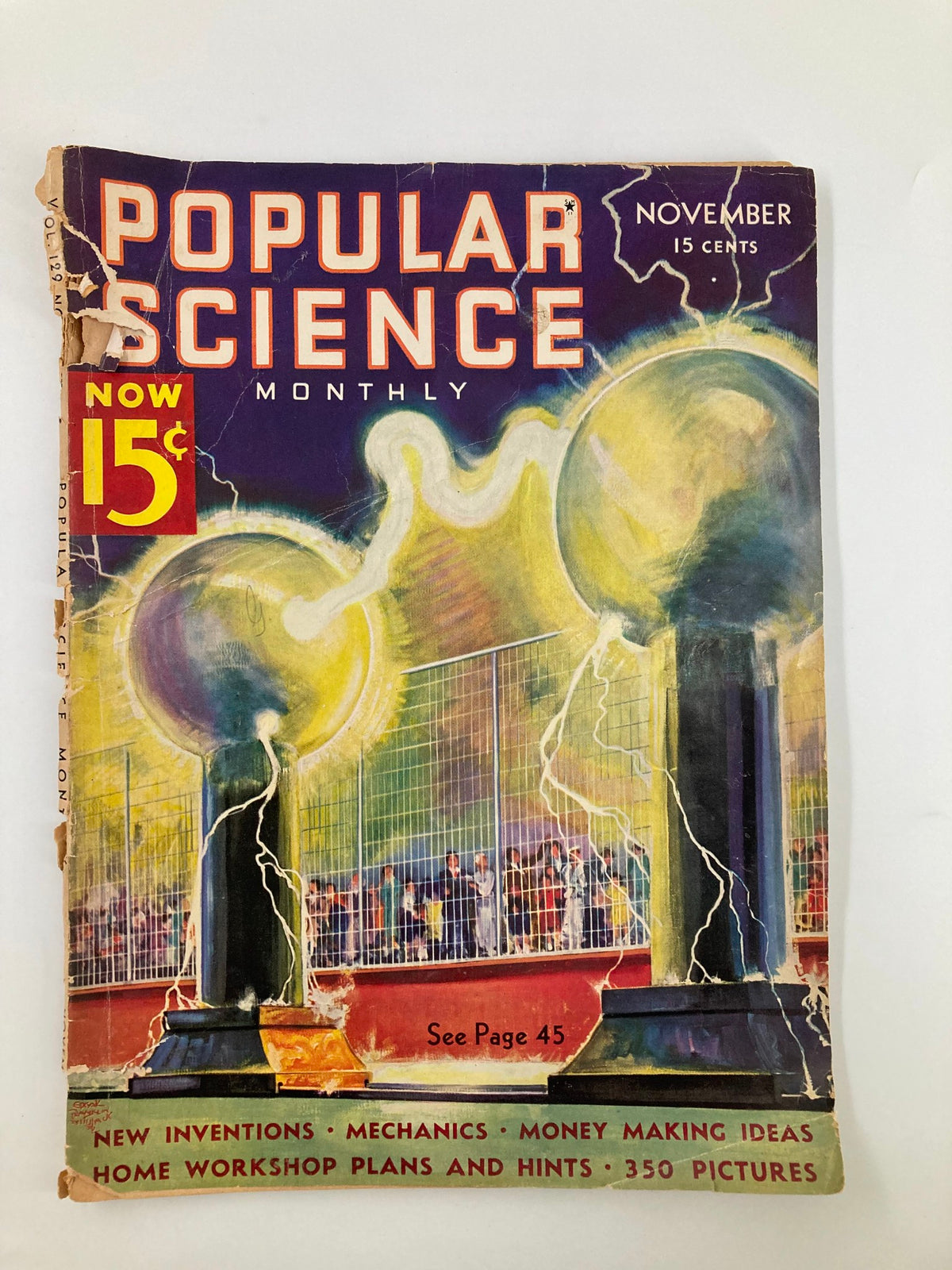 Cover of VTG Popular Science Magazine November 1936 featuring the headline 'Cosmic Rays Trapped'. The vintage magazine displays vibrant art with scientific imagery.