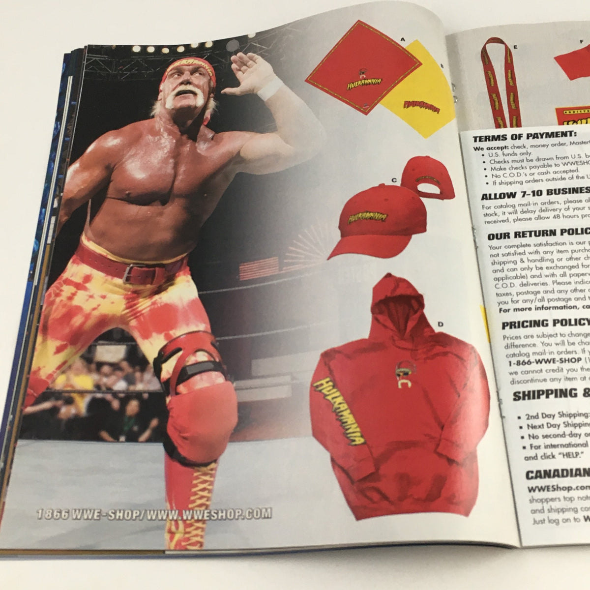 WWE Smack Down Magazine September 2005 featuring merchandise including apparel and memorabilia, emphasizing iconic wrestler Hulk Hogan with an eye-catching layout.