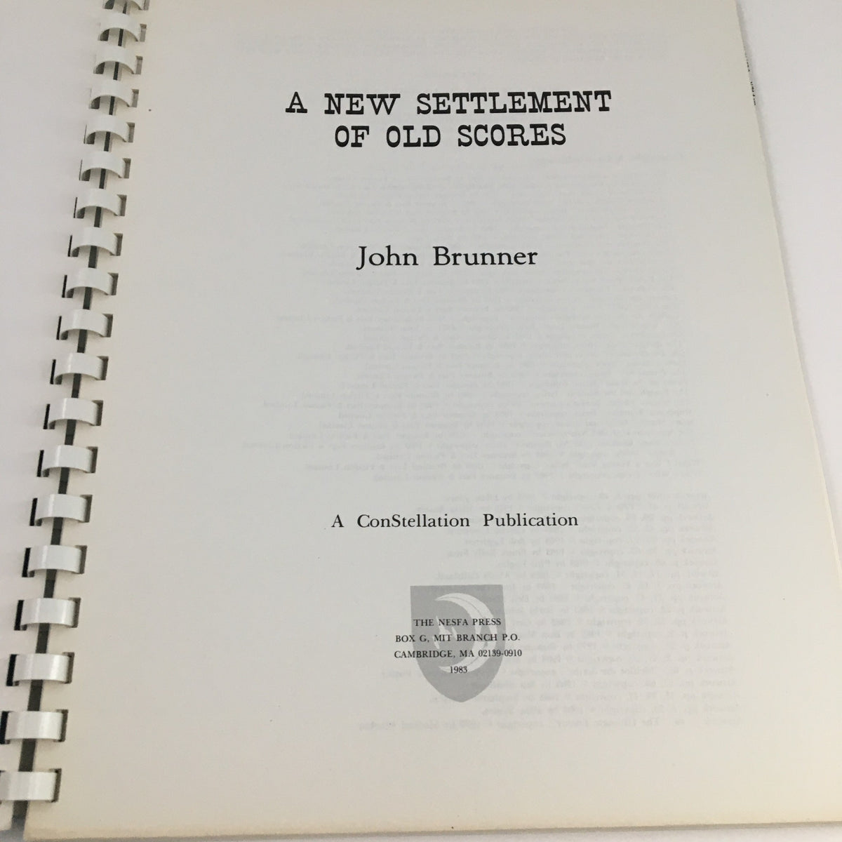 Title page of the North American Presents September 1979 Riverboat Filksing Souvenir Programme by John Brunner, showcasing the publication details.
