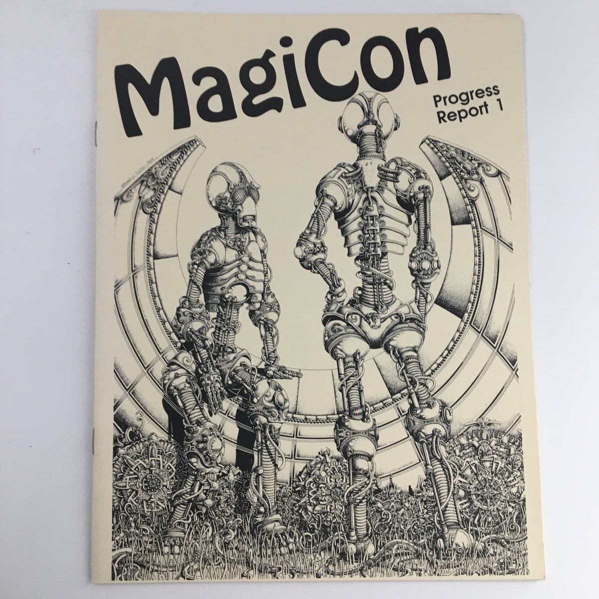 MagiCon Progress Report 1 September 1992 cover featuring detailed illustration of futuristic robots, representing the 50th World Science Fiction Convention.