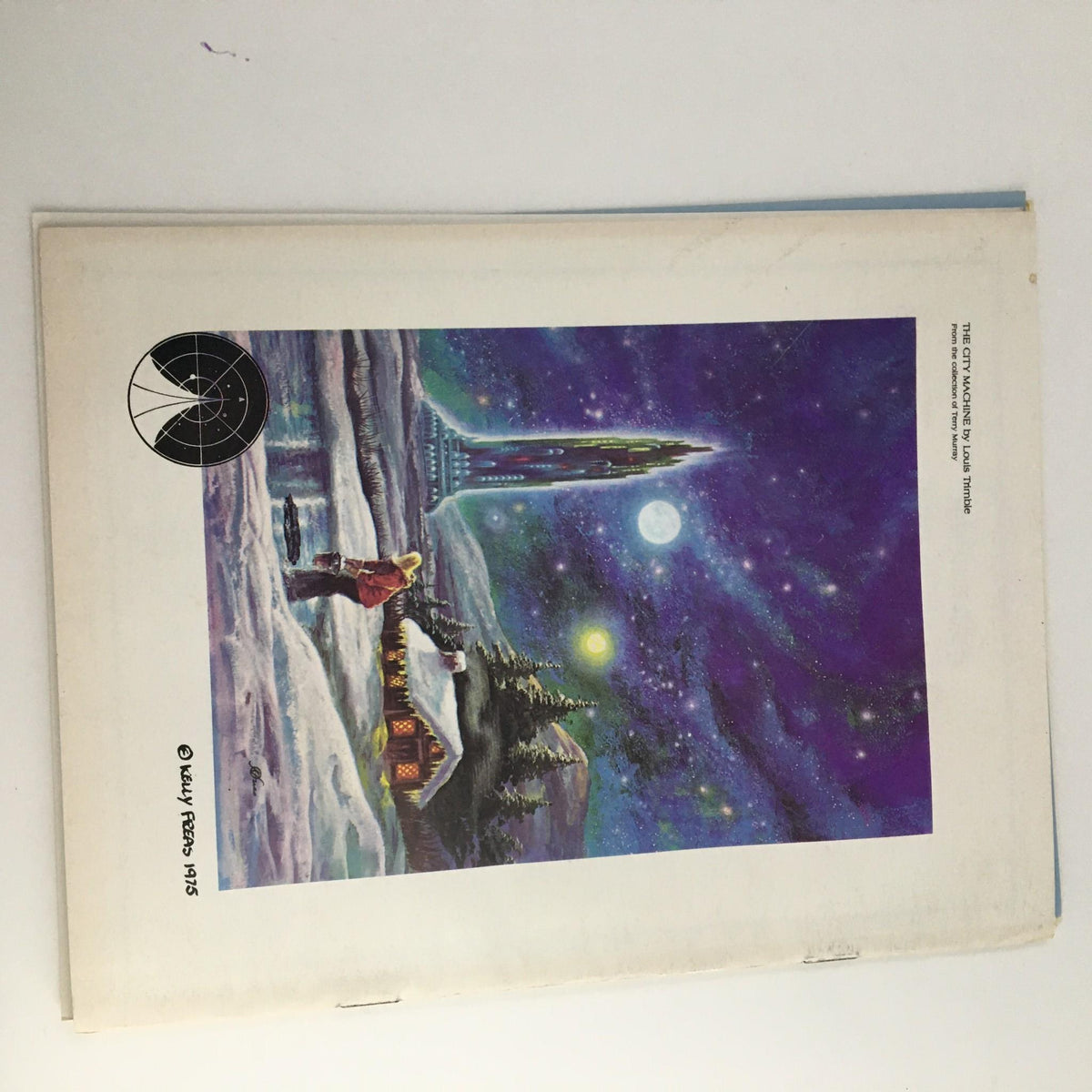 Star Proceedings August 1983 James Gunn & The City Machine image showcasing a colorful illustration of a snowy landscape featuring a character in front of a futuristic structure.